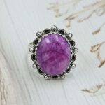 Pink Rainbow Moonstone Size US 6 Sterling Silver Ring (REXT110-201)