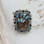 Ammolite Turquoise Doublet Size US 8 Sterling Silver Ring (REXT110-211)