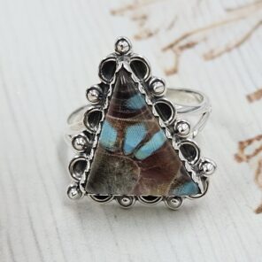 Ammolite Turquoise Doublet Size US 6 Sterling Silver Ring (REXT110-212)