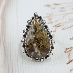 Kerrouchen Seam Agate Size US 10 Sterling Silver Ring (REXT110-194)