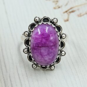 Pink Rainbow Moonstone Size US 7 Sterling Silver Ring (REXT110-202)