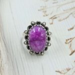 Pink Rainbow Moonstone Size US 7 Sterling Silver Ring (REXT110-202)