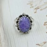 Purple Rainbow Moonstone Size US 8 Sterling Silver Ring (REXT110-199)