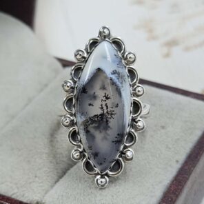Dendritic Agate Size Us 7 Sterling Silver Ring (REXT110-172)