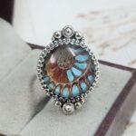 Ammolite Turquoise Doublet Size US 10 Sterling Silver Ring (REXT110-215)