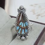 Ammolite Turquoise Doublet Size US 8 Sterling Silver Ring (REXT110-213)