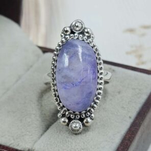 Purple Rainbow Moonstone Size US 7 Sterling Silver Ring (REXT110-225)