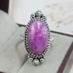 Pink Rainbow Moonstone Size US 10 Sterling Silver Ring (REXT110-221)