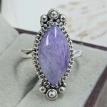 Purple Rainbow Moonstone Size US 11 Sterling Silver Ring (REXT110-226)