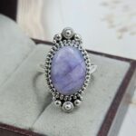 Purple Rainbow Moonstone Size US 6 Sterling Silver Ring (REXT110-224)