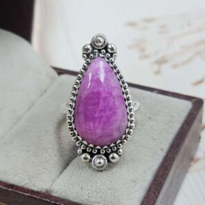 Pink Rainbow Moonstone Size US 6 Sterling Silver Ring (REXT110-220)