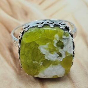 Lizardite Size US 6 925 Sterling Silver Ring (REXT119-295)