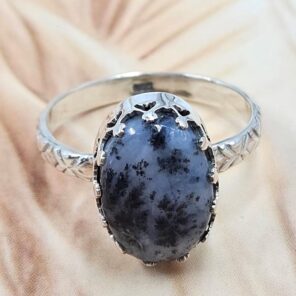 Dendritic Agate Size US 6 925 Sterling Silver Ring (REXT119-296)