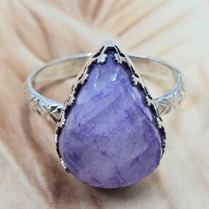 Purple Rainbow Moonstone Size US 6 925 Sterling Silver Ring (REXT119-288)