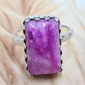 Pink Rainbow Moonstone Size US 6 925 Sterling Silver Ring (REXT119-289)