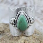 Yungai Green Turquoise Matt Finish Size US 7 925 Sterling Silver Ring (REXT80-37)