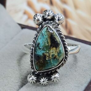 Black Jack Turquoise Size US 10 925 Sterling Silver Ring (RS67-248)