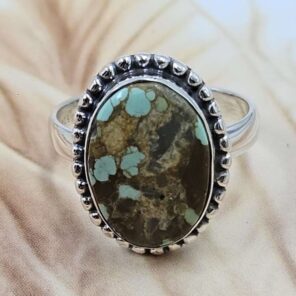 Mine 8 Turquoise Size US 8 925 Sterling Silver Ring (RS67-270)