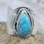 White Water Turquoise Matt Finish Size US 7 925 Sterling Silver Ring (REXT80-41)