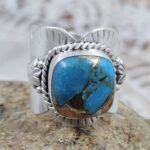 Pink Dahlia Turquoise Matt Finish Size US 7 925 Sterling Silver Ring (REXT80-50)