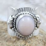 Pink Opal Matt Finish Size US 7 925 Sterling Silver Ring (REXT80-54)