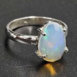 Ethiopian Opal Rose Cut Size US 8 925 Sterling Silver Ring (REXT80-94)