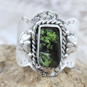 Yungai Green Turquoise Matt Finish Size US 9 925 Sterling Silver Ring (REXT80-38)