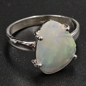 Ethiopian Opal Rose Cut 925 Sterling Silver Ring (REXT80-117)