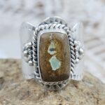 Mine 8 Turquoise Matt Finish Size US 7 925 Sterling Silver Ring (REXT80-29)