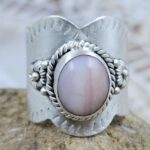Pink Opal Matt Finish Size US 8 925 Sterling Silver Ring (REXT80-55)