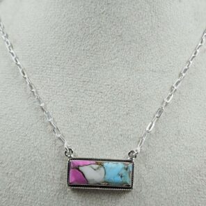Cotton Candy Turquoise 925 Sterling Silver Necklace (REXT129-2)