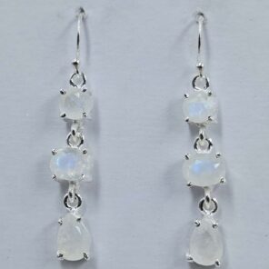 Rainbow Moonstone Sterling Silver Earring (RS1-115)
