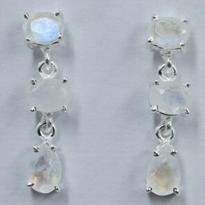Rainbow Moonstone Sterling Silver Earring (RS1-114)