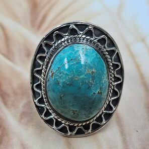 Kingman Turquoise Size US 6 925 Sterling Silver Ring (REXT81-36)
