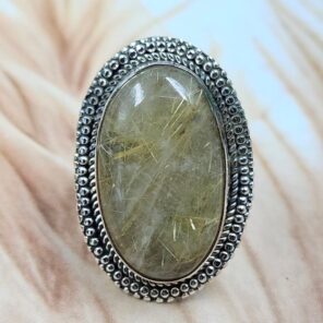 Golden Rutile Size US 6 925 Sterling Silver Ring (REXT81-39)