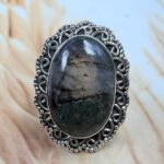 Moss Agate Size US 7 925 Sterling Silver Ring (REXT81-25)