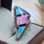 Mohave Turquoise & Aurora Opal Doublet Size US 9 925 Sterling Silver Ring (REXT81-31)