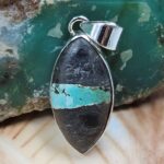 Black Jack Turquoise 1.5" 925 Sterling Silver Pendant (REXT81-29)