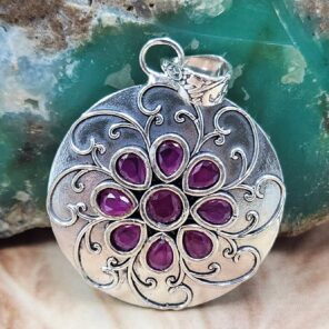 Ruby 1.5" 925 Sterling Silver Pendant (RS38-63)