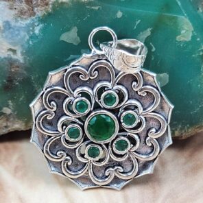 Emerald 1.5" 925 Sterling Silver Pendant (RS38-66)