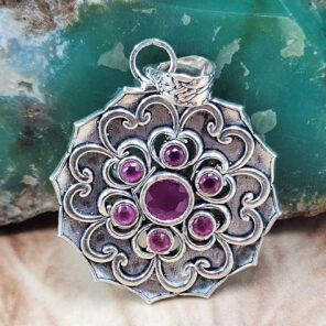 Ruby 1.5" 925 Sterling Silver Pendant (RS38-68)