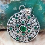 Emerald 1.5" 925 Sterling Silver Pendant (RS38-71)