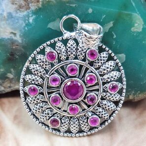 Ruby 1.5" 925 Sterling Silver Pendant (RS38-72)