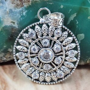 White Topaz 1.5" 925 Sterling Silver Pendant (RS38-73)