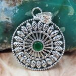 Emerald 1.5" 925 Sterling Silver Pendant (RS38-76)