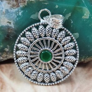 Emerald 1.5" 925 Sterling Silver Pendant (RS38-76)