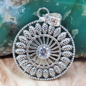 White Topaz 1.5" 925 Sterling Silver Pendant (RS38-78)