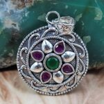 Ruby & Emerald 1.5" 925 Sterling Silver Pendant (RS38-79)
