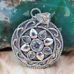 White Topaz 1.5" 925 Sterling Silver Pendant (RS38-80)