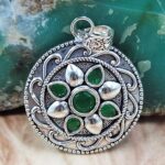 Emerald 1.5" 925 Sterling Silver Pendant (RS38-82)